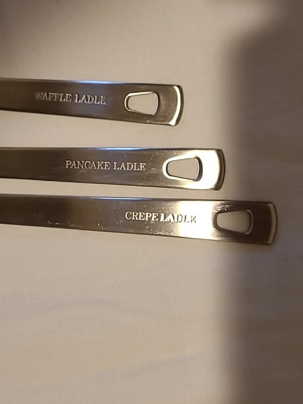 William Sonoma Stainless Steel Heavy Duty Ladle Set Of 3, Crepe Pancake Waffle